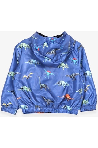 Breeze Erkek Çocuk Yağmurluk Dinozor Desenli Saks Mavisi (1-6 Yaş)