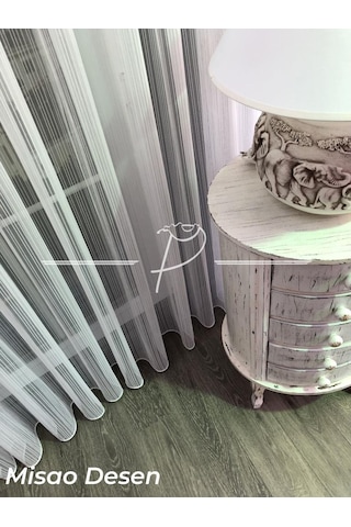 Tül Perde Düz Etek Kurşunlu Spor Desen Etek Sık Kurşun Sarımlı Ekru