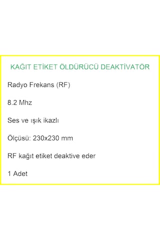 Kağıt Etiket Öldürücü Deaktivatör Rf 8.2 Mhz Uyarı İkaz Sistemli