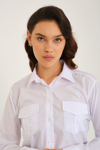 Kadın Uzunkollu Beyaz Gömlek Beyaz