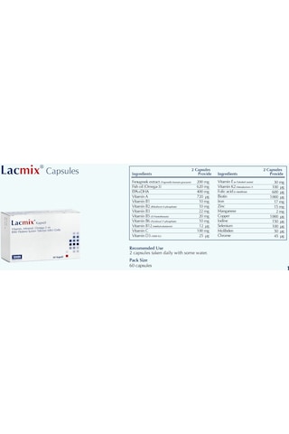 Lacmix Vitamin Mineral Omega-3 ve Bitki Ekstresi İçeren Takviye Edici Gıda 60 Kapsül