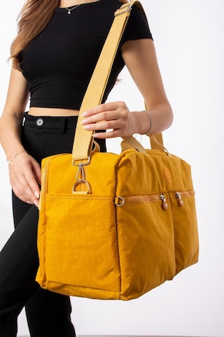 Seyehat Spor Çantası Kabin Boy Valiz 45 35 Cm Omuz Ve Çapraz Askılı Hafif Klinkır Çanta Su İtici Sarı