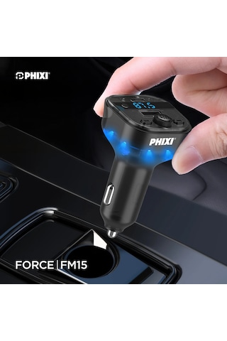 Phixi Fm15 Araç Fm Transmitter Bluetooth 5.3 + Pd & Usb-a Hızlı Şarj