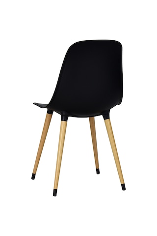 Vilinze Eames Naturel Ahşap Ayak Plastik Siyah Sandalye Eames-beyaz Siyah - Naturel