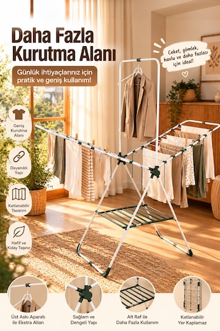 Doğrular Perilla 17042 Violet Çamaşır Kurutmalığı Kurutmalık Askı Beyaz