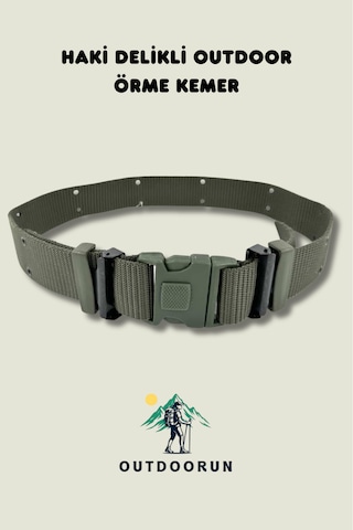 Outdoorun Haki Delikli Outdoor Örme Kemer Haki