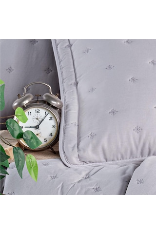 Clasy Microfiber Nakışlı Çift Kişilik Yatak Örtüsü Seti Aspendos Gri
