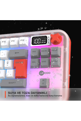 Lecoo Gk302 Üç Modlu Rgb Kablosuz 85 Tuşlu Türkçe Q Membran Oyuncu Klavyesi Beyaz Gri