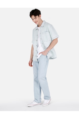 Colin's Colins 031 Waya Normal Kesim Shirt Yaka Mavi Erkek Jean Kısa Kol Gömlek Cl1069577 Cl1069577 Q1.v1 Dn43541 Denim