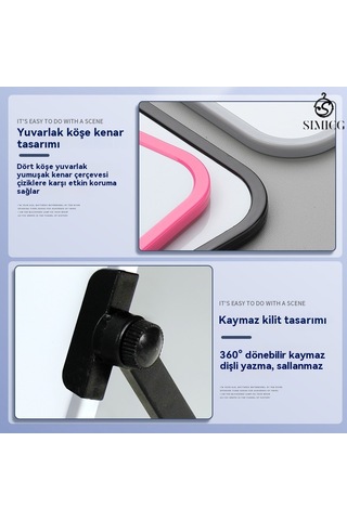 A4 Çift Taraflı Küçük Kara Tahta Silinebilir Kara Tahta Mesaj Çizim Tahtası Pembe