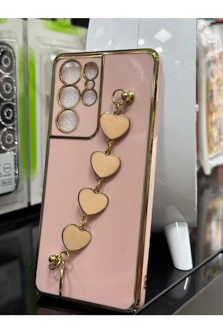 Samsung S21 Ultra Uyumlu Kılıf Kamera Korumalı Parlakkalpli Bileklik Toka Tutacak.