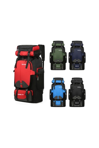 Lemestar Outdoor Spor Sırt Çantası 70l Büyük Kapasite Nylon Hiking Kamp Climbing Yolculuk Reflektör Çizgili Erkek Kadın Unisex Asker Yeşili Çok Renkli