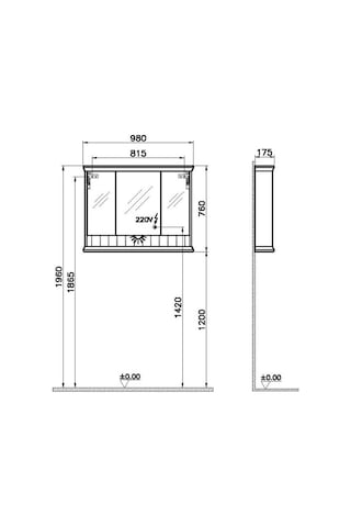 VitrA Valarte Aydınlatmalı Dolaplı Ayna 100 Cm Mat Gri 62235 Krom