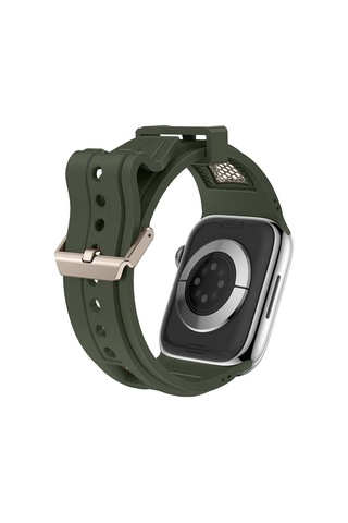 Watch 7 45mm Krd-117 Hava Alabilen Delikli Metal Süslemeli Desenli Silikon Kordon