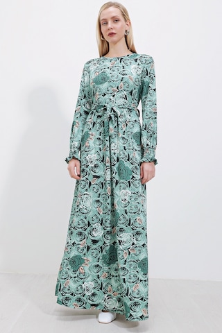 1525 Örme Tesettür Elbise - Mint 001