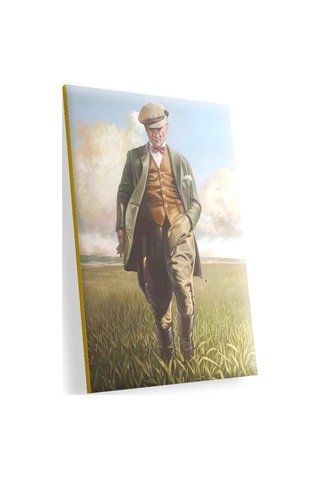 Cakasepetim Mustafa Kemal Atatürk Buğday Tarlasında Görsel Ahşap Mdf Tablo