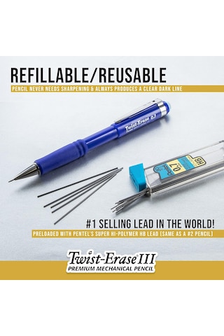 Pentel Twist-erase Iii Kurşun Ve Silgi Yedekleri Ile Mekanik Kurş Diğer