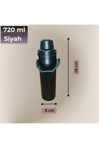 720 Ml Paslanmaz Çelik Çift Katmanlı Termos Siyah