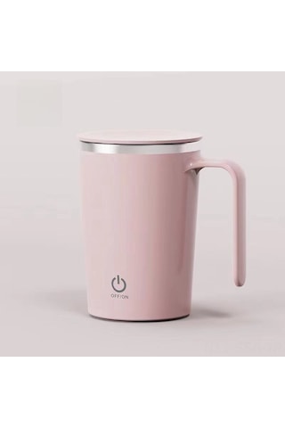 Springsun Stainless Steel Otomatik Mıknatıs Karıştırıcı Bardak, Portatif Kahve/içecek Blender, 380ml Pembe, Kolay Temizlenir, Dayanıklı Tasarım Pembe