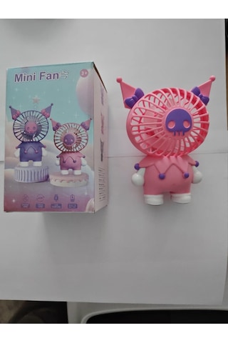 Mini El Fanı Şarjlı Telefon Tutuculu Kuromi Figürlü 2 Kademeli Taşınabilir Vantilatör Masa El Tipi Serinletici Soğutucu