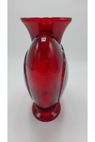 El Yapımı Cam Kalp Vazo Kırmızı Renk 23cm