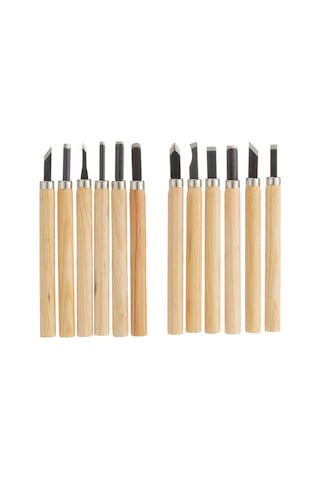 Brüder Mannesmann Oyma Bıçağı Seti, 12 Parça, M 690-12, Bej