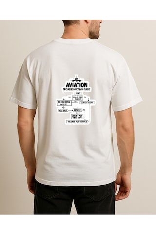 Pilot İs Progress Baskılı Tasarımlı T-shirt Beyaz