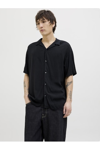 Jack & Jones Erkek Kısa Kollu Gömlek - Jeff - 12268443 Black Siyah