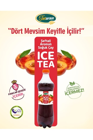 Şeftali Aromalı Soğuk Çay 1 Lt. Helal Belgeli Ice Tea %100 Şeker Pancarından
