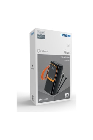 Simex S-36 Giant 30.000 Mah Prime Dijital Göstergeli Hızlı Şarj Powerbank