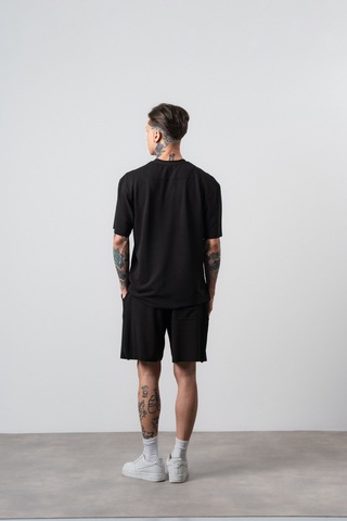 Respire Erkek Far From Basic Baskılı Regular Fit T-shirt Şort Takım Siyah