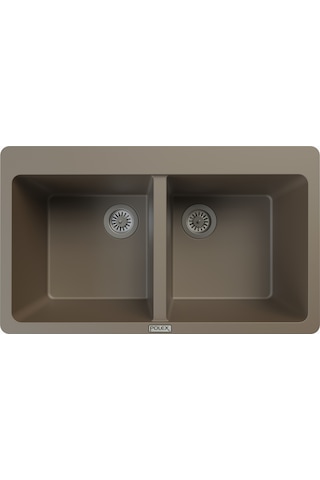 Polex Cristalüx Granit Evye P-N9 Toprak 2 Hazneli Tezgah Altı Ve Tezgah Üstü Mutfak Evyesi 86x50.5 CM