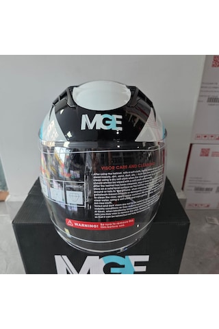 Çenesiz Kask Jk528-1 Mge Vizörlü Parlak Siyah Mavi M Siyah - Beyaz - Mavi