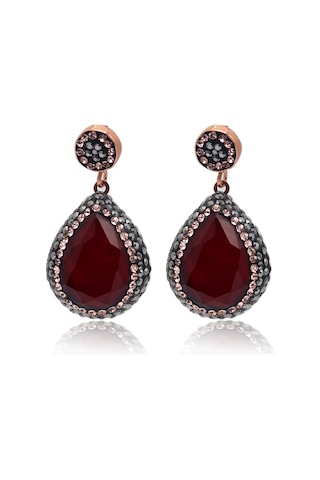 Yakut Ve Swarovski Taşlı 925 Ayar Gümüş Kadın Üçlü Set 201025576