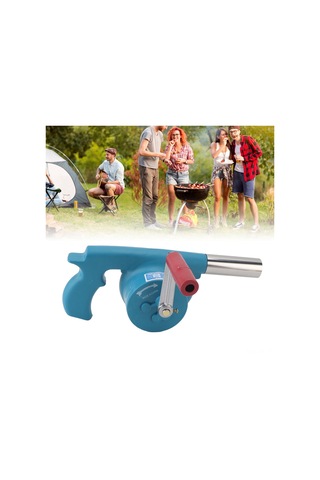 Shineyee Mavi El Çarklı Mangal Blowerı - Doğal Odun Ateşi Canlandıran, Yangın Gücü Artıran, Kamp Ve Pikniklerde Kullanılan Dış Mekan Isıtma Aracı Mavi