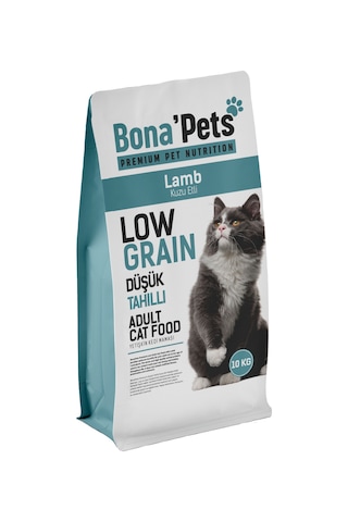 Bona Pets Premium Düşük Tahıllı Kuzulu Kedi Maması 10 KG