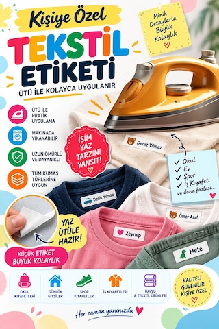 Okul Etiketi, Kişiye Özel Kumaş Etiketi, Unicorn Etiketi - 139 Adet Çok Renkli