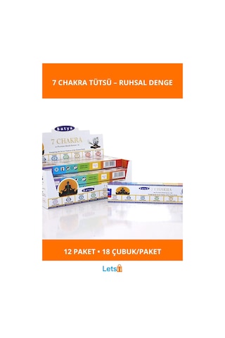 7 Chakra Aromaterapi Tütsü Seti 1 Kutuda 12 Paket 216 Adet