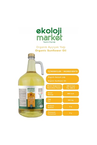 Organik Ayçiçek Yağı 3,1 Lt 3 L