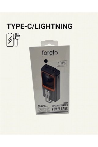 20000 Mah Powerbank Çok Kablolu, Dijital Göstergeli, Yüksek Hızlı Şarj Cihazı Çok Renkli