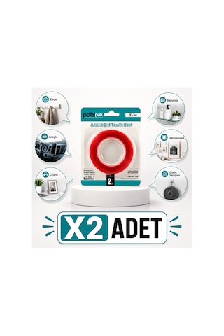 2 Adet Akrilik Çift Taraflı Nano Bant, Şeffaf Güçlü Yapıştırıcı,iz Bırakmaz,duvar Banyo Mutfak Araç Ofis Çivisiz Dekorasyon Montaj Bantı,18 Mmx 2 M