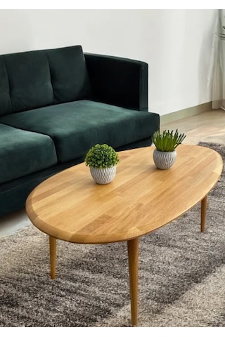 Fawdecor Asimetrik Masif Ahşap Modern İskandinav Oval Açık Meşe