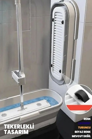 Tilbe Home Kendinden Sıkmalı Kovalı Mop Seti - Kendinden Sıkmalı Mop Katlanabilir Tekerlekli Kova 1