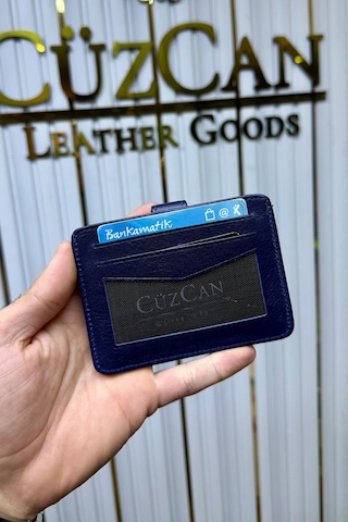 Cüzcan Jorvik Patlı Hakiki Deri Premium Kartlık Kişiye Özel İsim Baskılı Lacivert