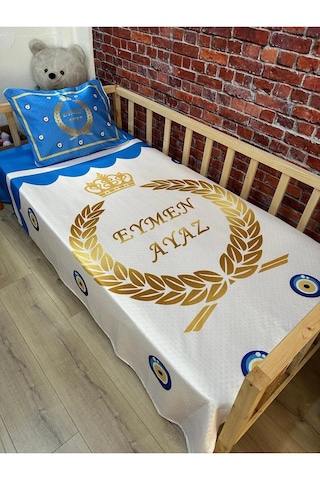 Dijital Baskı Erkek Çocuk Mavi Gold Pike Örtüsü Yastık Kılıfı
