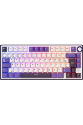 Royal Kludge R75 75% Kablolu Türkçe Gaming Klavye Beyaz-mor
