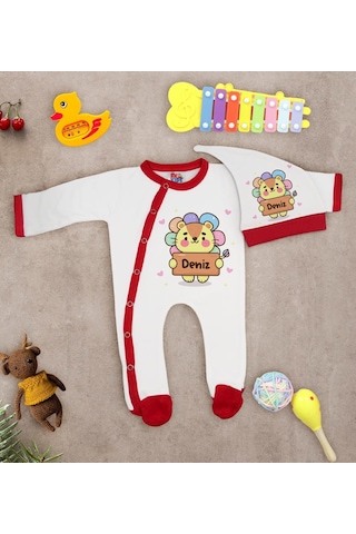 Bk Kids Kişiye Özel Bebek Kıyafeti, Bebek Giyim Hediyesi, Tulum Zıbın Ve Kukuletalı Şapka Seti-10 Çok Renkli