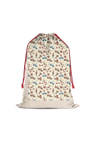 Büyük Noel Baba Hediye Çantası, Pamuklu Kordonlu, Yeniden Kullanılabilir Noel Klasik Oyuncak