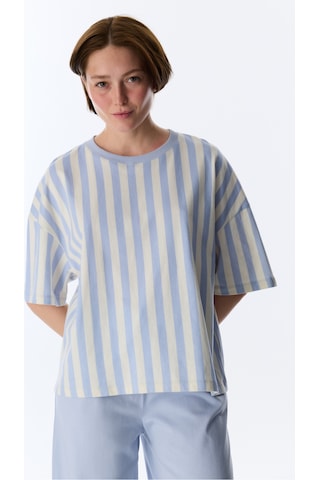 Penti Mavi Cozy Club Pamuklu Çizgili Tişört Pijama Üstü