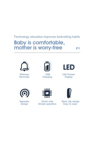 Moveevo Beyaz Bebek Islaklık Alarmı - Ayrık Tip, Titreşim/ses Uyarısı, Sıcaklık Nem Gösterimi, Sayısal Ekran, Dahili Li-pol Batarya